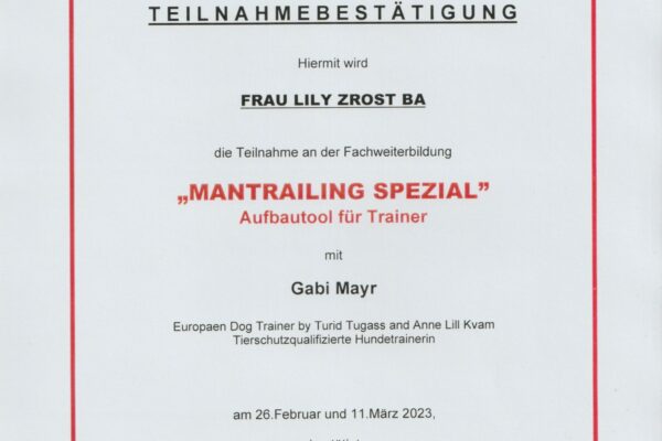 Mantrail Teilnahme